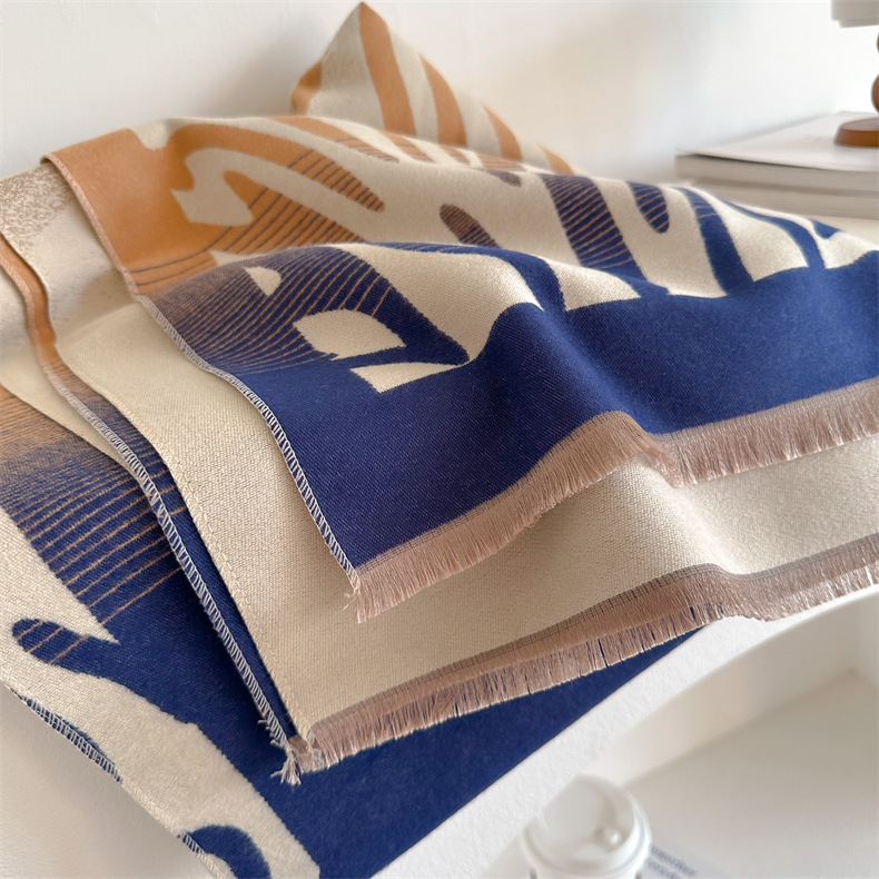 Autumn and Winter I mitation Cashmere Graffiti Wool Scarf Zebra Pattern Long Dual-purpose Air Conditioning Shawl Warm_voghion.com