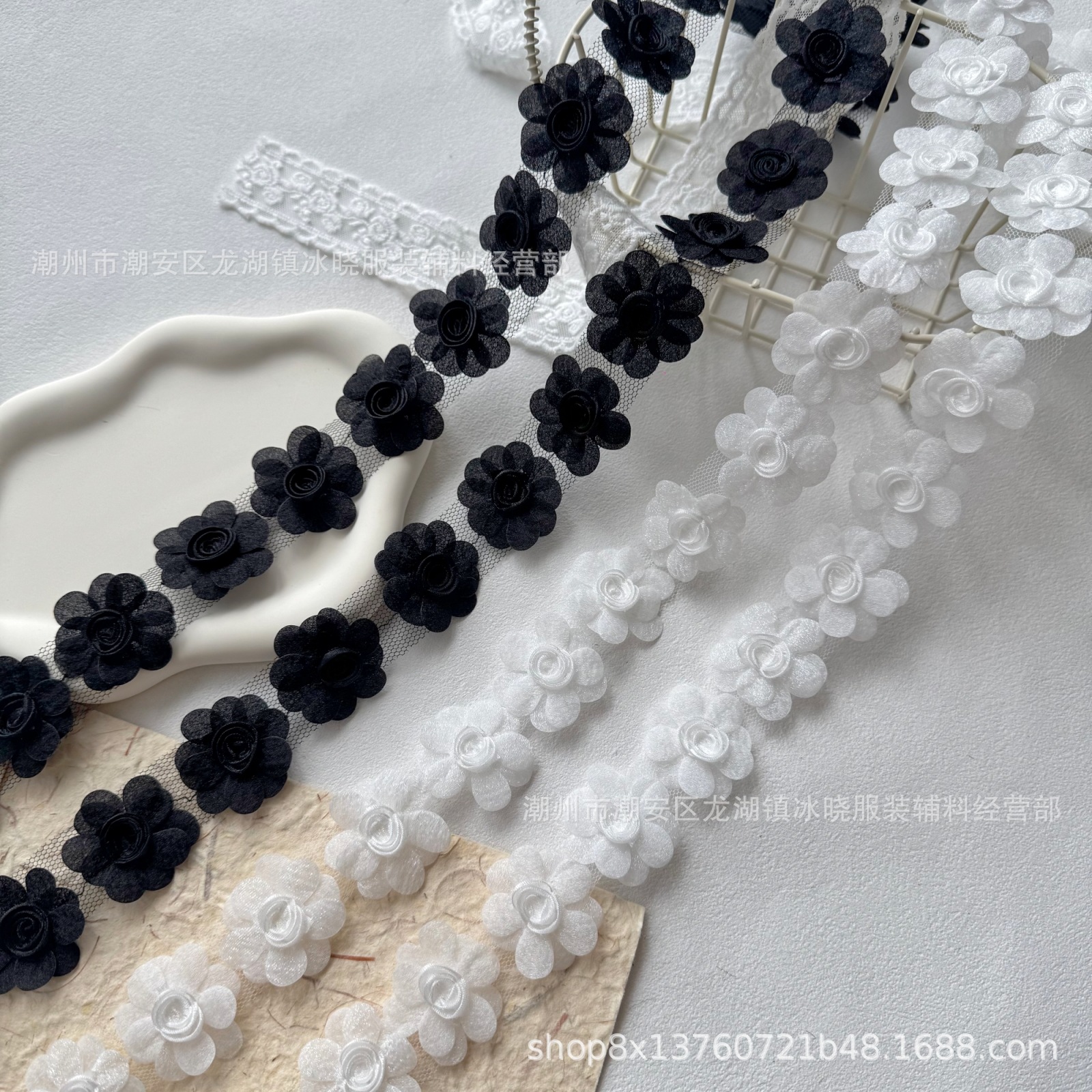 新品爆款立体花芯双层星空纱花朵  毛衣配件鞋帽婚纱diy服装辅料