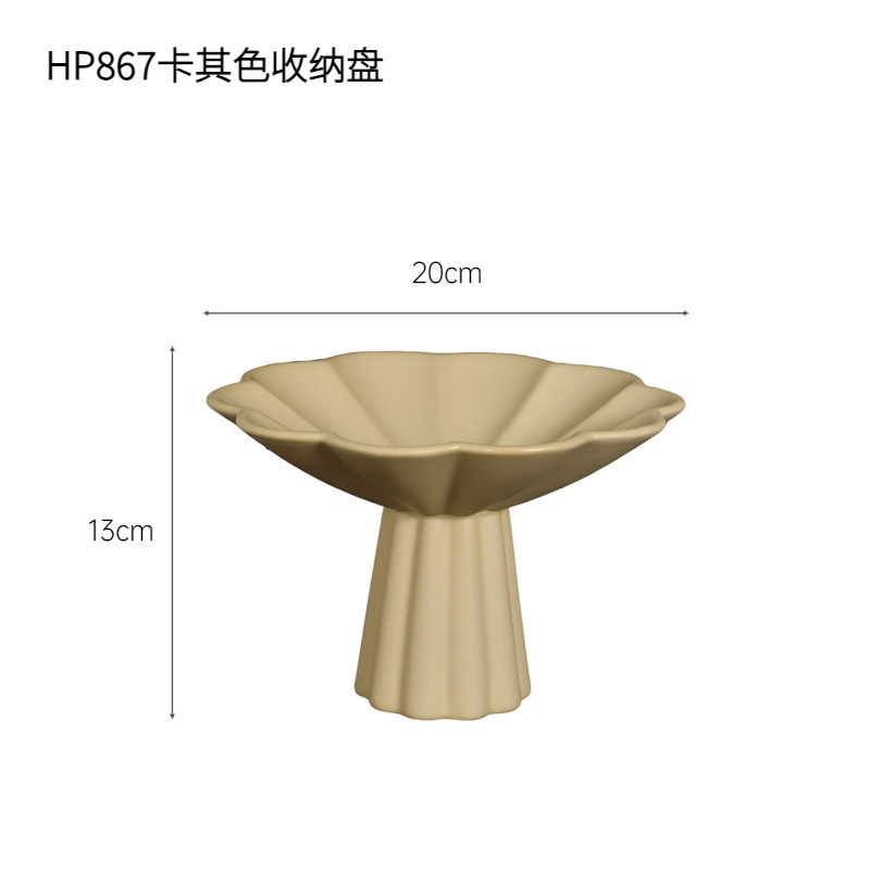 Simple mesa de café alta pierna fruta placa decoración modelo habitación bandeja decoración sala de estar creativa cerámica frutero merienda placa