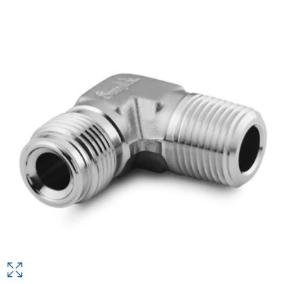 世伟洛克SS-4-VCR-2-4不锈钢密封接头外螺纹弯头1/4in.VCRx1/4in.