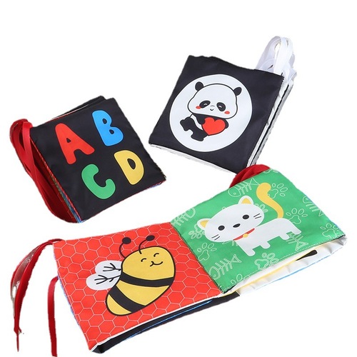 Baby early education cloth bedside can be chewed and not torn apart 0-12 months old baby color recognition educational toy