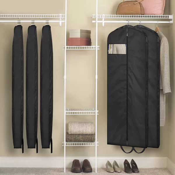 Black Single Window Handbag Thickeneded Travel Clothes Protective Cover Wedding Dress Tuxedo Storage Bag Wardrobe