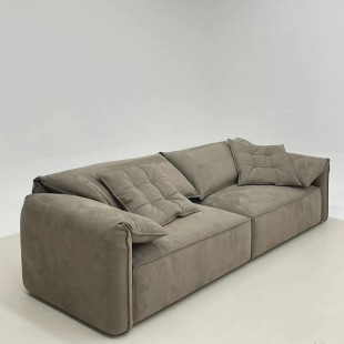 Italian Minimalist Living Room Elephant Ear Sofa Small Apartment Simple Fabric Straight Sofa Model Room Furniture