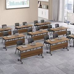 折叠会议桌可移动拼接长条桌简易带轮多功能办公桌培训课桌椅组合