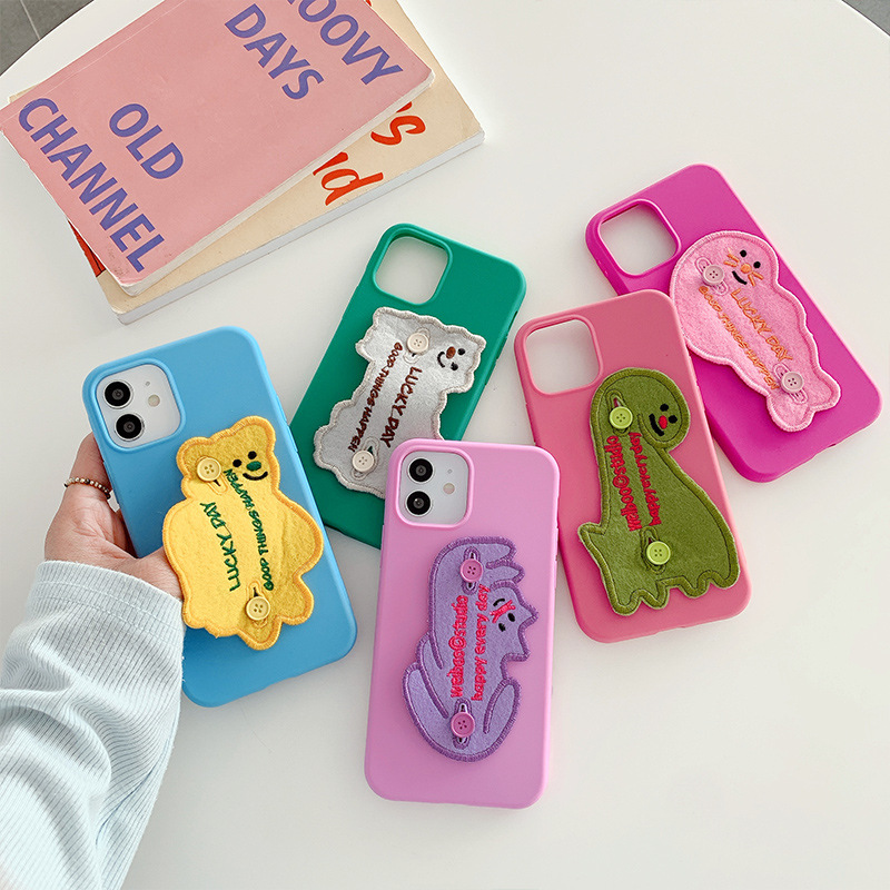 适用苹果12贴片支架手机壳 卡通背贴桌面女生ins可爱支架iPhone11
