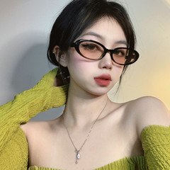 Retro oval frame small frame narrow frame black frame glasses for women small face makeup magic cat-eye eyes influencer lady cat-style