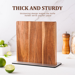 Factory in stock Acacia wood double-sided magnet suction knife holder kitchen counter finishing knife holder multi-functional magnetic knife holder