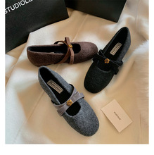 葡萄妈同款增高4cm~ 山茶花金扣蝴蝶结内增高加绒玛丽珍鞋