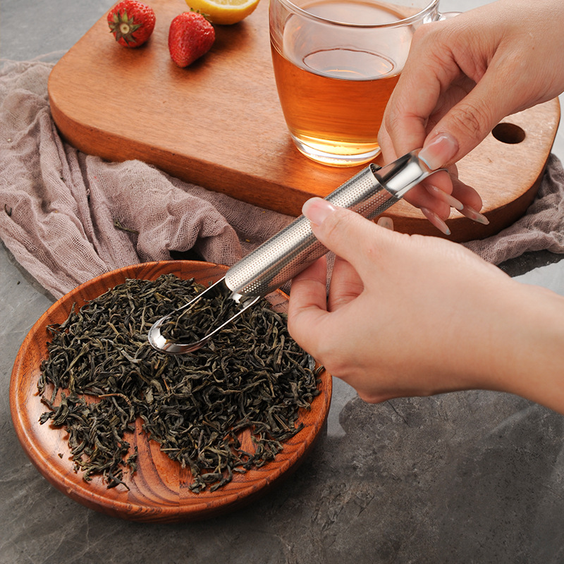 304不銹鋼泡茶器濾茶器伸縮掛式煙斗型手柄茶漏茶管茶棒茶濾