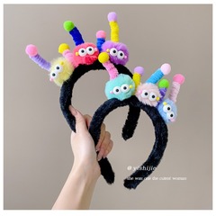 New 2024 Creative Funny Rubber Band Plush Headband for Women, Cute and Funny High Crown Headband Hair Clip Hair Tying Band