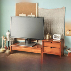 電腦增高架墊台式屏幕顯示器支架辦公室桌面收納盒鍵盤置物架木質