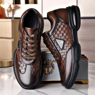 Cross-Border Men's Business Woven Leather Shoes, Casual Shoes, Lightweight Men's Shoes, Trendy and Versatile Korean Fashion Men's Shoes