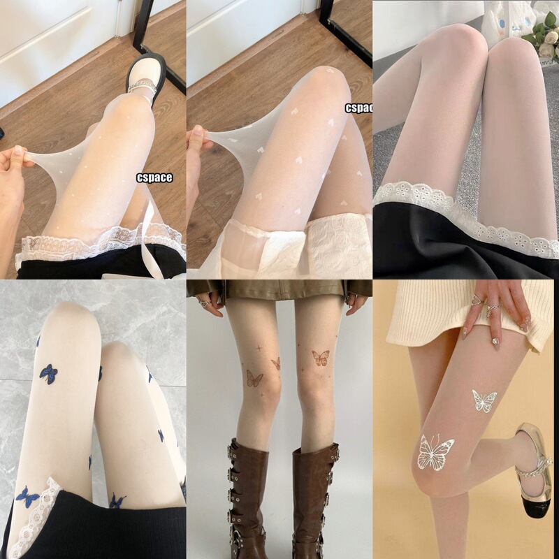 Jk Japanese-Style White Pantyhose Women's Pure Desire Collection Summer Thin Bow Lolita White Pantyhose Anti-Snag