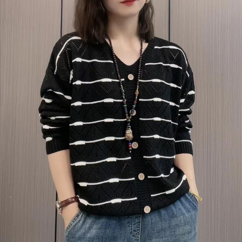 大码字领上衣简单百搭棉线针织衫宽松遮肚藏肉镂空薄款毛衣|undefined
