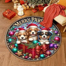 圣诞节装饰圆形水晶绒地毯卧室床边地毯入户玄关吸水防滑耐脏地垫