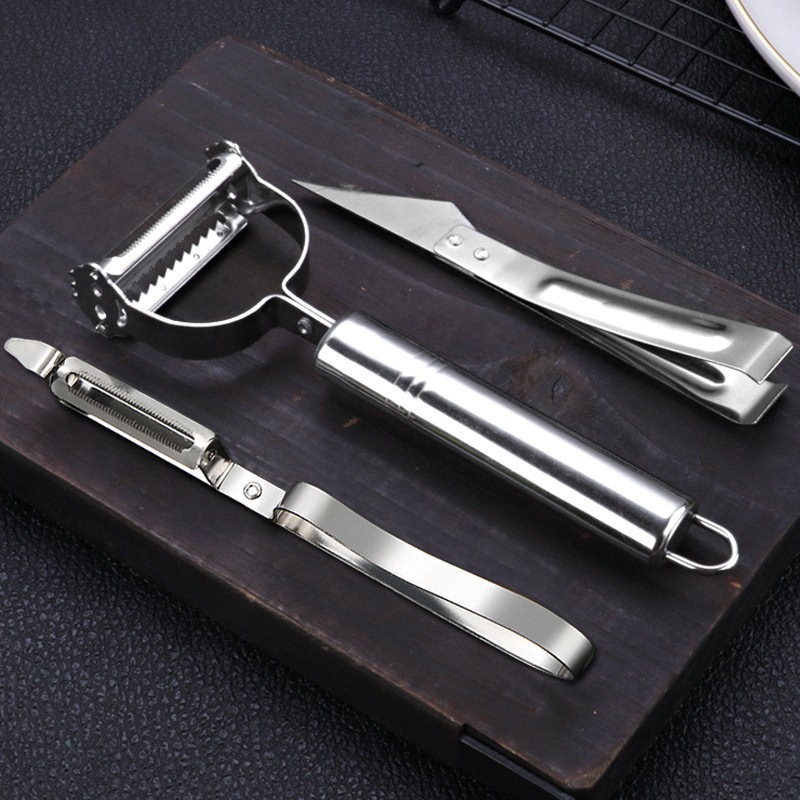 Stainless steel peeling knife three-piece set fruit carrot grater kitchen multi-functional melon peeling artifact wholesale
