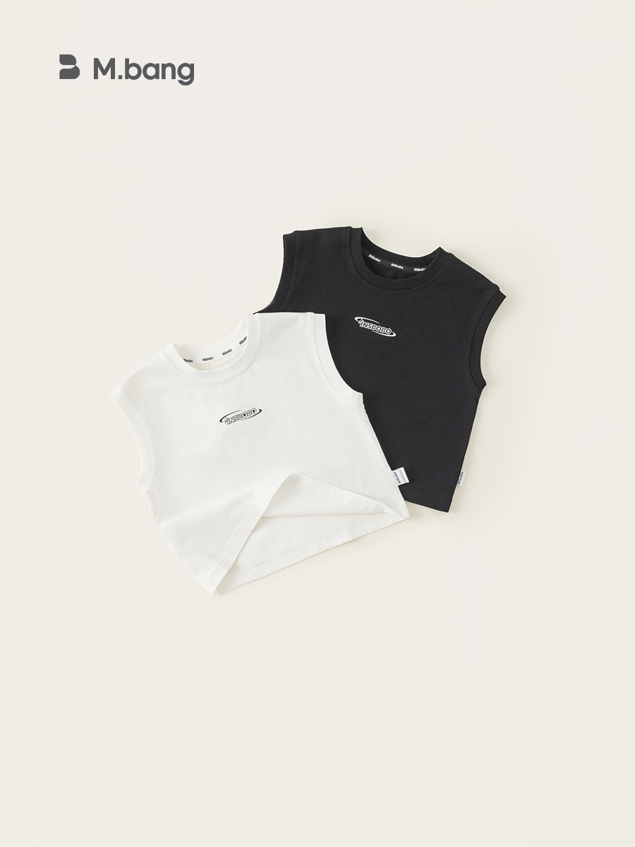 Youbao ropa para niños chaleco de letras simples para niños 2025 verano nuevo estilo niño salvaje cuello redondo sin mangas top verano
