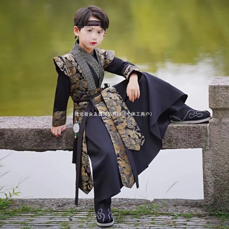 Детский костюм ханьфу для мальчиков, весна-осень, тонкий стиль, для старших мальчиков, древний стиль, зимний, красивый костюм Тан, китайский стиль