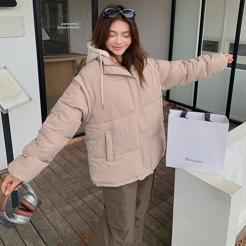 韩版可拆卸袖子假两件羽绒棉服女冬季新款宽松时尚马夹两穿外套潮|undefined