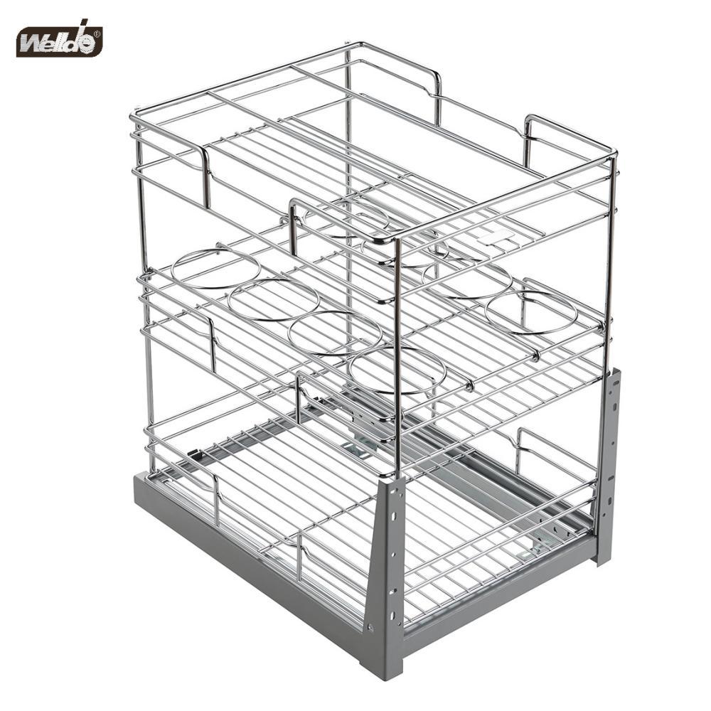 Welldo纬东 厨房地柜3层抽屉式拉篮橱柜抽屉式3层收纳拉篮