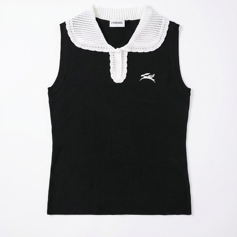 2026 New Golf Sleeveless Knit Polo Women's Summer Color-Block Turn-Down Collar Slim Fit Sports Vest Top 2026 New Golf Sleeveless Knit Polo Women's Summer Color-Block Turn-Down Collar Slim Fit Sports Vest Top