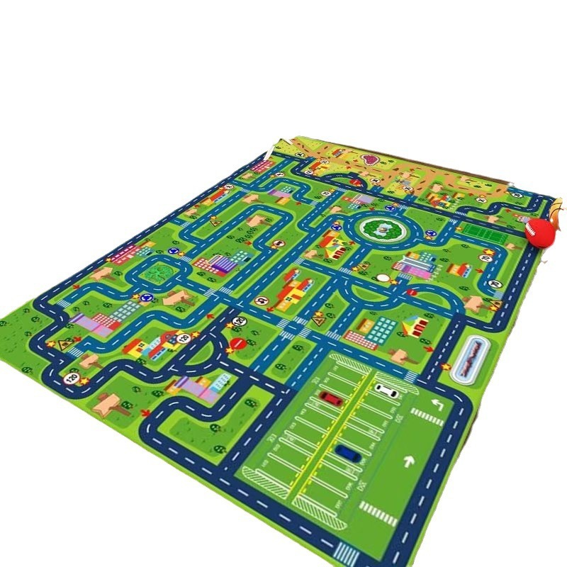 クロスボーダー子供用カーペットクリスタルベルベット駐車場クライミングマットゲーム交通道路フロアマット早期教育幼稚園カーペット|undefined