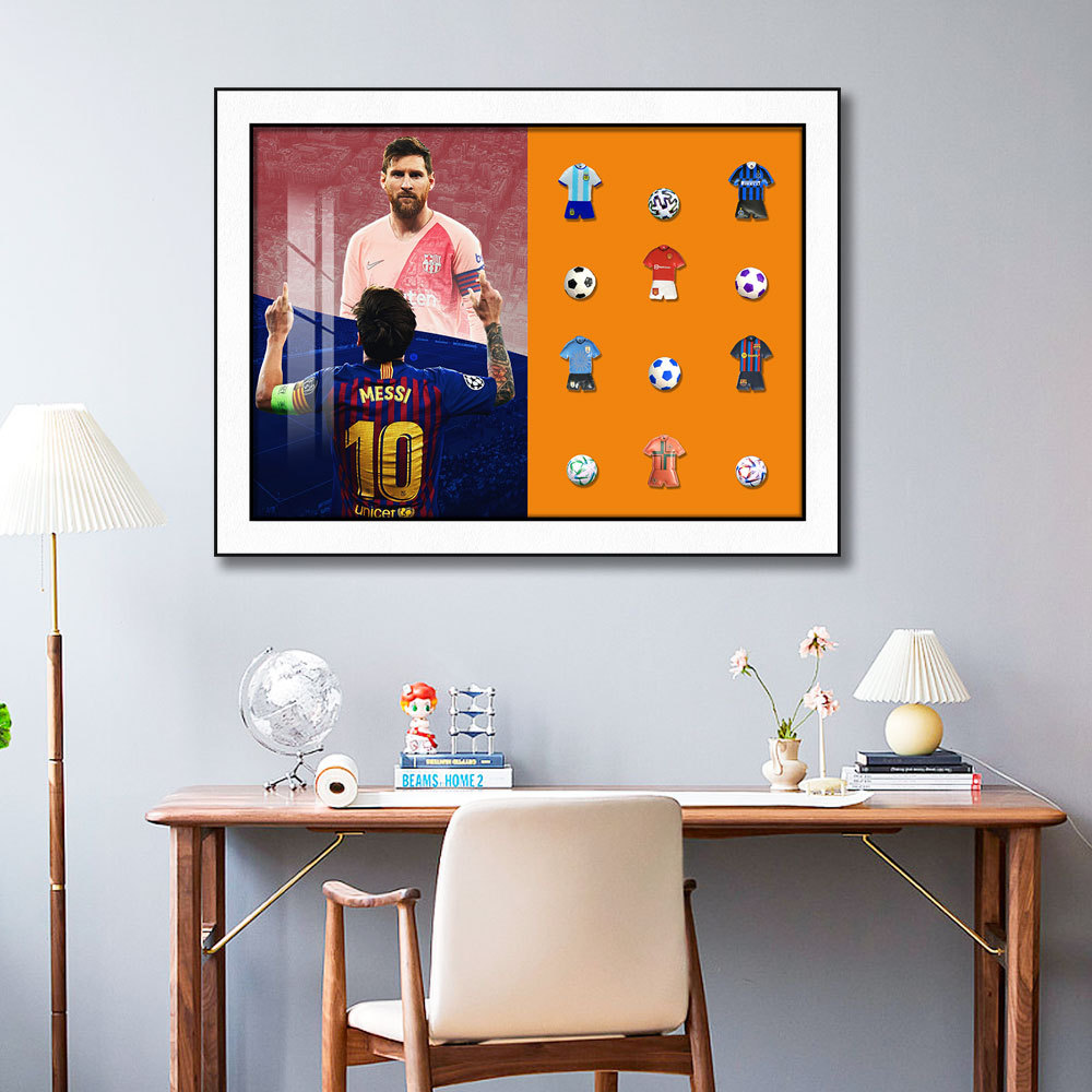 Sala de estar Entrada Niño Fútbol Decoración Pintura C Ronnell Ma Fútbol Estrella Colgante Pintura física tridimensional