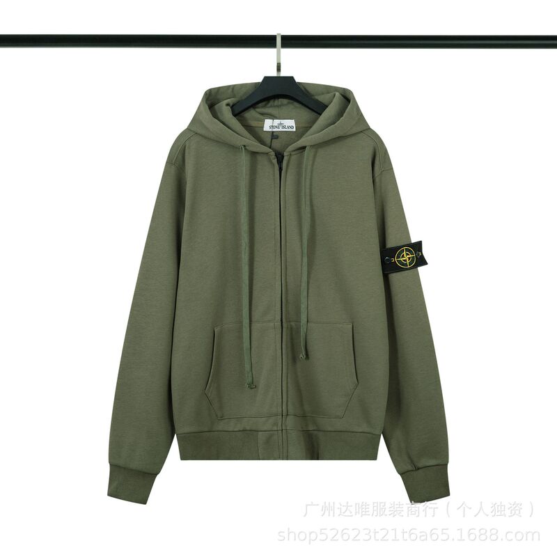 STONE20SS ストーン アメリカンスタイル ハイストリート バッジ付きジッパーカーディガン スウェットシャツ メンズ カップル向け アウター アイランドファッションブランドデザイン|undefined