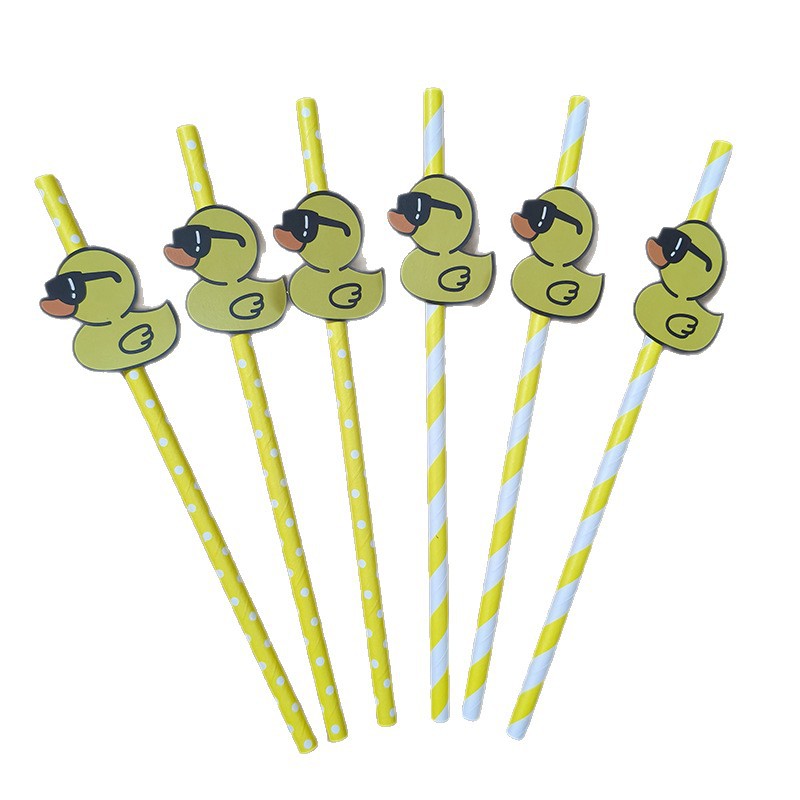 Antecedentes transfronterizos gafas patitos lindos patos frescos paja desechable postre fiesta decoración paja
