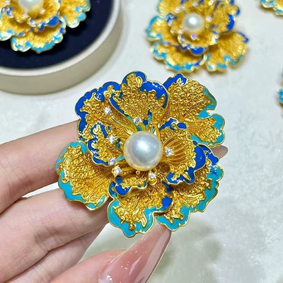 Yaxa sancaqları Peony Flower Brooch for Women