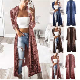 2022新进跨境亚马逊wish热销女士连衣裙长袖时尚修身显瘦风衣长袖