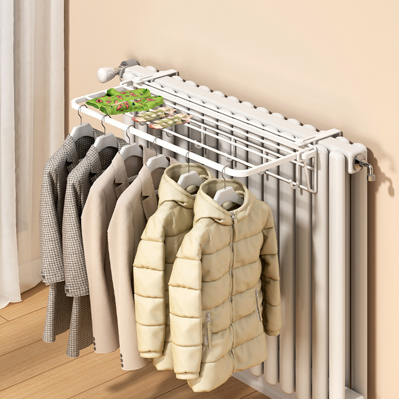 Radiator Clothes Drying Rack, Special Storage Rack Above the Radiator Pipe, Drying Rack with Hooks, Household Drying and Cooling Clothes Gadget