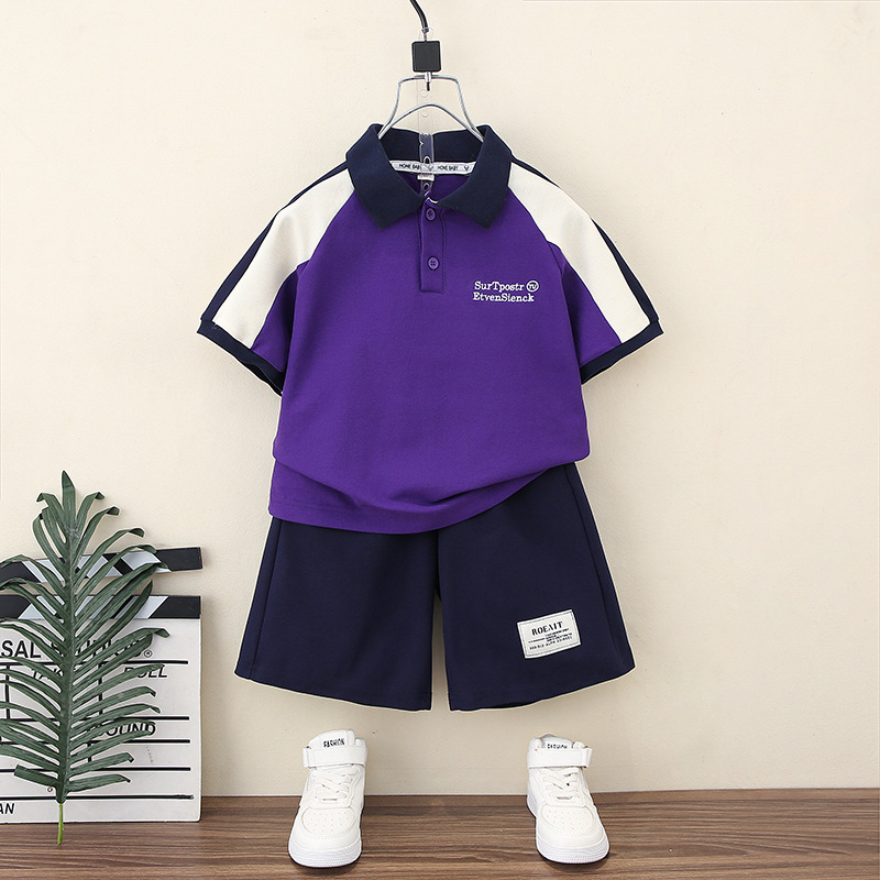 7382 Traje de verano para niños Camisa POLO para niños Manga corta 2025 Nuevos pantalones cortos de verano Traje casual de dos piezas para bebés