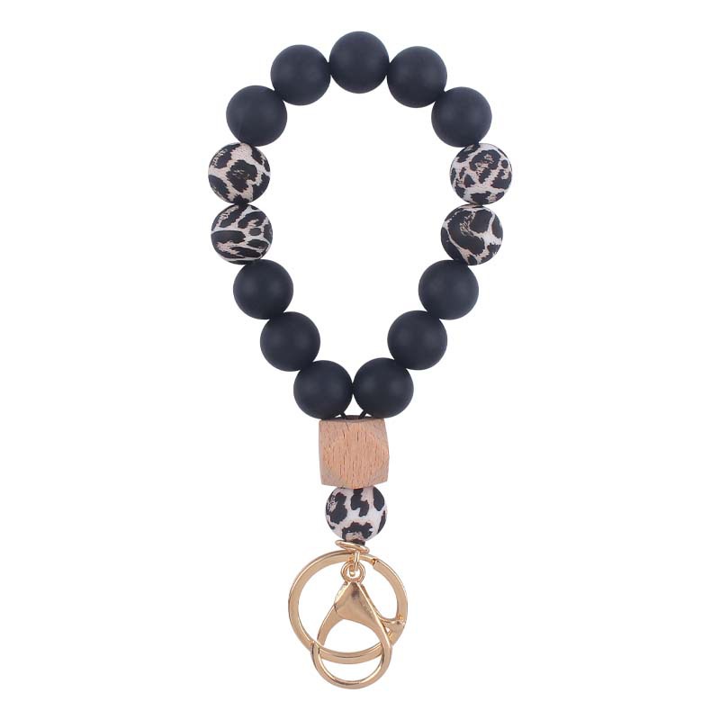 Nueva creativo silicona muñeca llavero colgante DIY leopardo cuentas de silicona llavero Accesorios