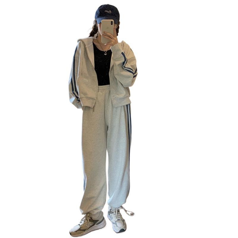 网红宽松版春秋季运动套装时尚休闲韩版显瘦洋气学生跑步服两件套