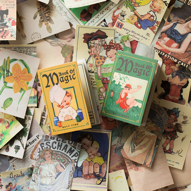 Yan Ji Dou's book of magic series, retro character posters, notebook material, note book, 100 pieces, 12 styles