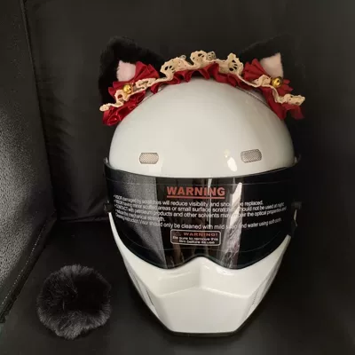 Accessories Disassembly, Motosiklet dəbilqələri - ornaments-do-not-include-helmet-three-dimensional-pointed-ear-black-ear-red-silk-loita-headband-tail