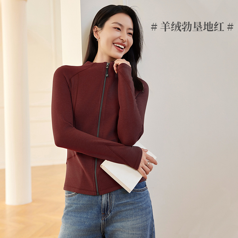 玻尿酸羊绒女士外套冬季新款亲肤保暖修身半高领轻运动修身外套|undefined