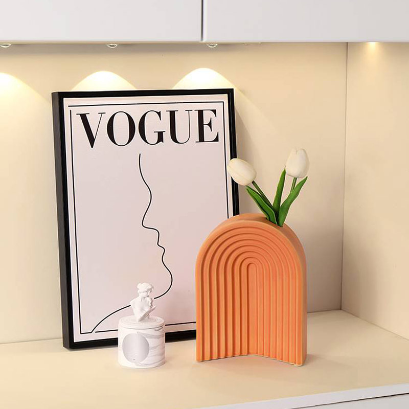 Nordic ins estilo geométrico creativo florero de cerámica decoración Nordic simple sala de estar comedor Mesa decoración florero de flores secas