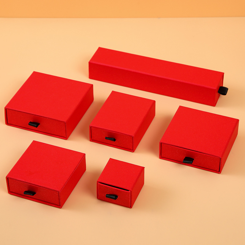 Caja de joyería tipo cajón personalizable con espacio para anillos, pulseras, pendientes y collares