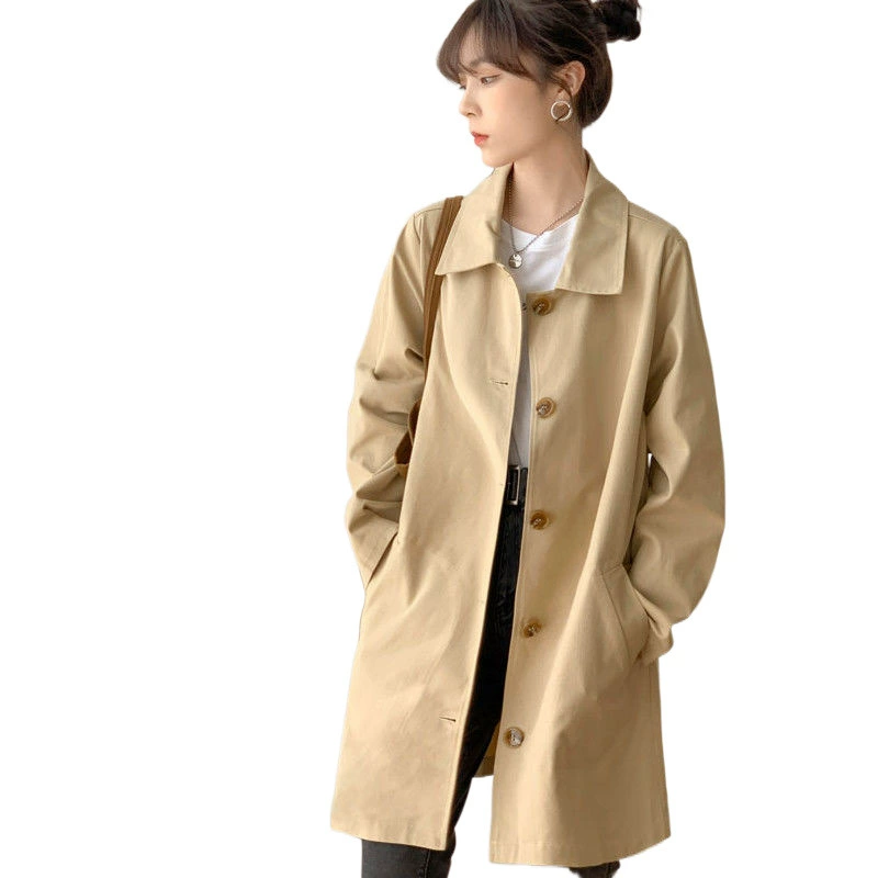Длинное trench coat, куртка для студентов, средняя длина, корейский стиль