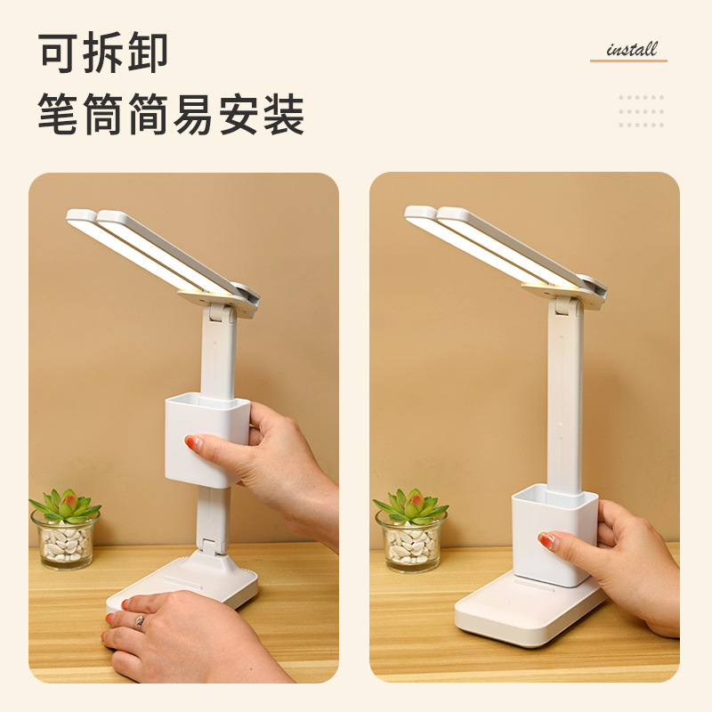 lámpara de escritorio para proteger los ojos para niños estudiantes que escriben tareas de lectura recarga enchufable dormitorio larga duración lámpara de escritorio de lectura