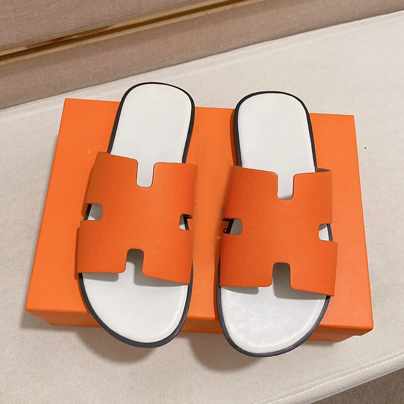 Слова тапочки мужские кожаные плоские модные туфли на пляже сандалии европейские товары 2024 летний тренд классический дикий