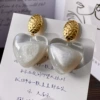 White earrings heart-shaped, gradient, silver 925 sample