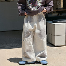 棉小铺裤子儿童秋季韩版2025新款童装喷墨潮牌阔腿休闲裤百搭宽松