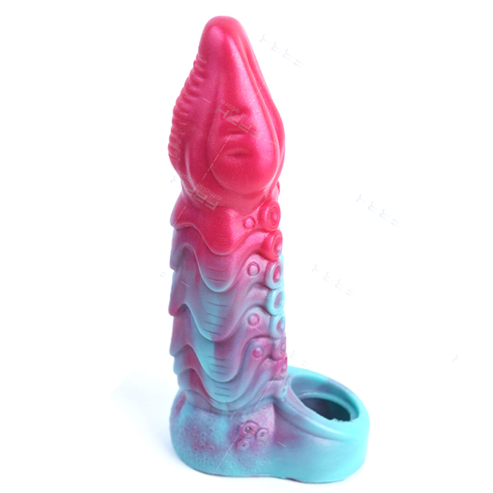 Frrk rojo dragón Pavo Real azul pene conjunto colección de hombres alargado extra grande pene conjunto Diente de lobo conjunto de juguetes sexuales para adultos