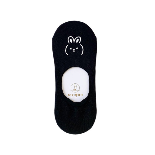 Children's Invisible Socks for Spring and Summer, Breathable Mesh with Heat Transfer Printing, Solid Color Cotton Socks, Cute Rabbit Cartoon Design, Thin Model, Low-Cut Boat Socks