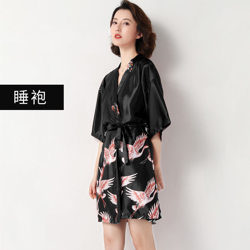 짧은 싱글 가운 - 검정색