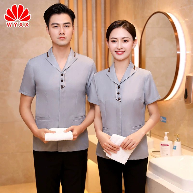 Очистка рабочей одежды женская с коротким рукавом тетя собственность дышащий гостиничный номер PA официант рабочая одежда лето Новый
