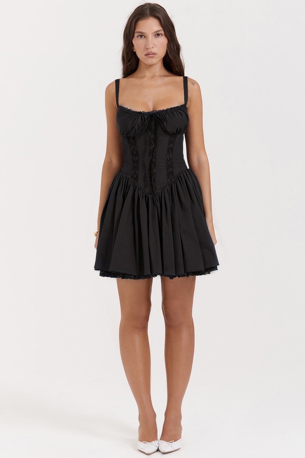 Vêtements pour femmes printemps et été, nouvelle mode sexy pour femmes, dentelle patchwork, bretelles à la taille, grande jupe trapèze_voghion.com